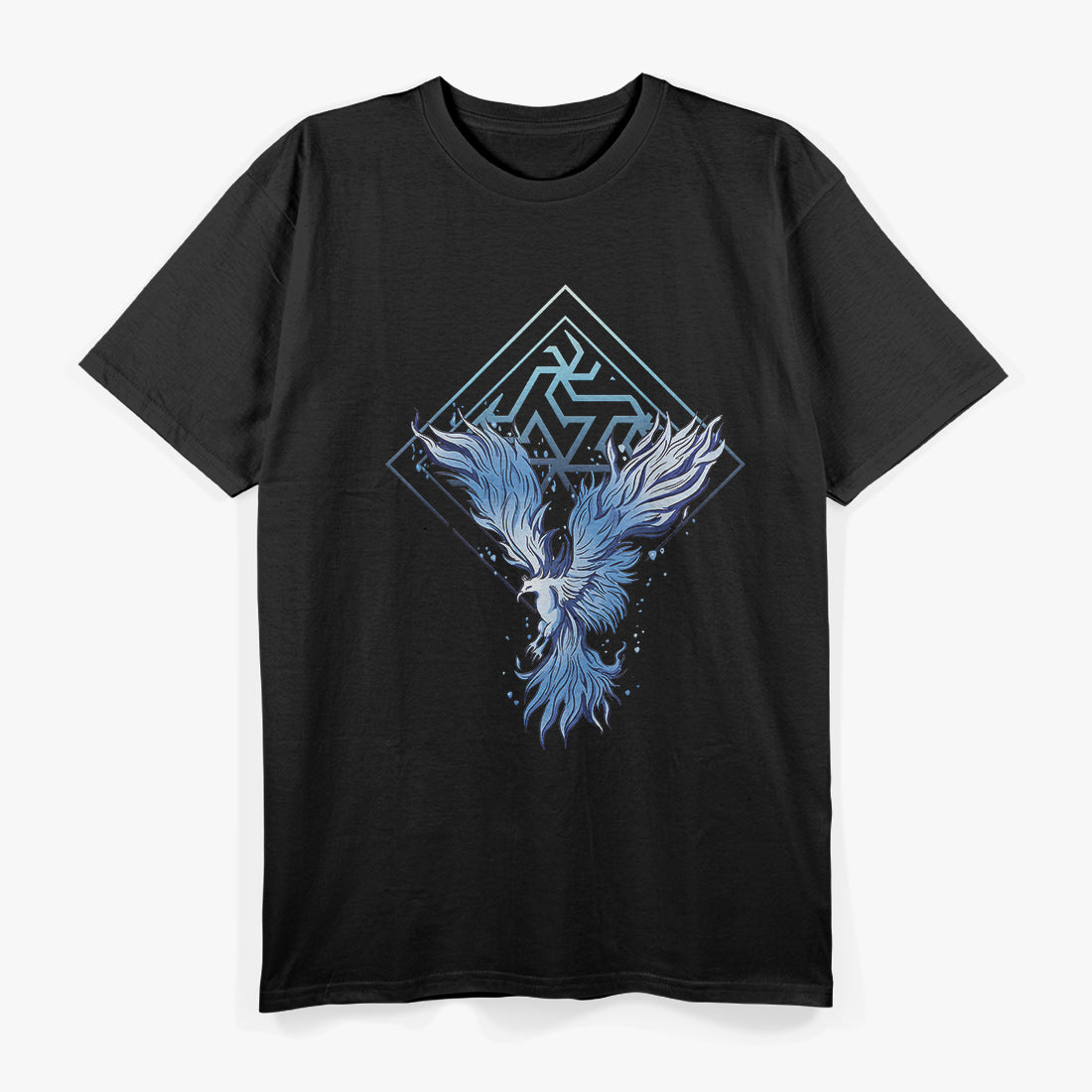 Legendary Blue Fire Phoenix Mythical Fantasy Bird of Flame T-Shirt
