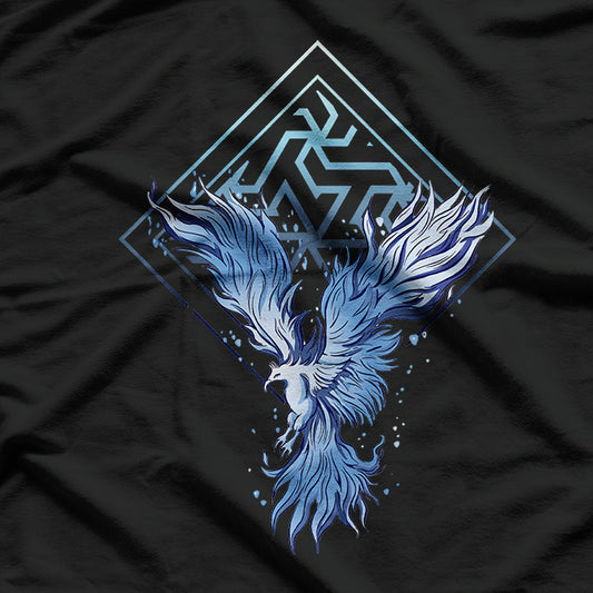 Legendary Blue Fire Phoenix Mythical Fantasy Bird of Flame T-Shirt