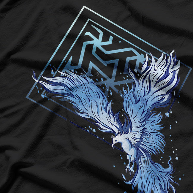 Legendary Blue Fire Phoenix Mythical Fantasy Bird of Flame T-Shirt