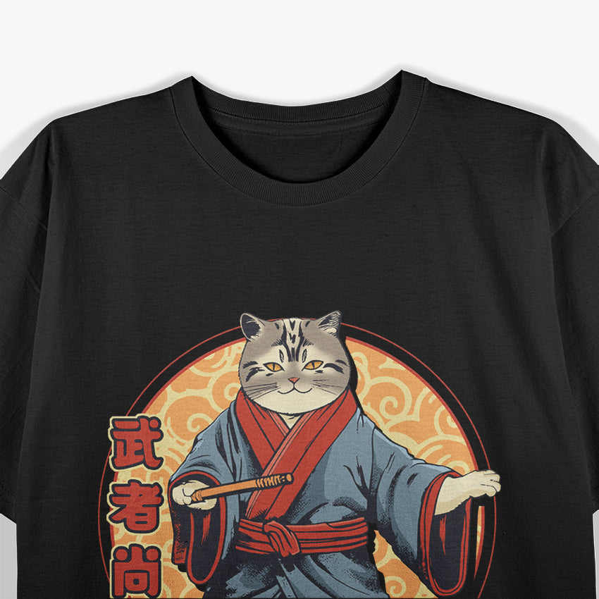 Samurai Cat Cute Chunky Retro Aesthetics T-Shirt