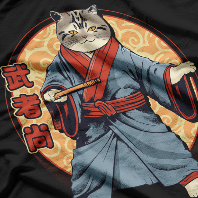 Samurai Cat Cute Chunky Retro Aesthetics T-Shirt