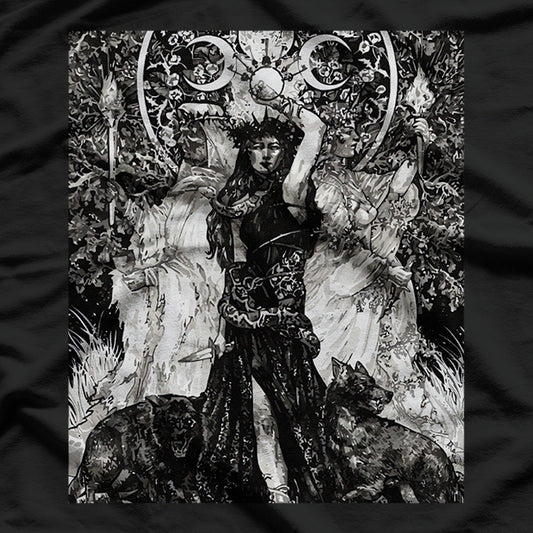 The Goddess Hecate - Tarot Card Triple Moon Wiccan Pagan Witch T-Shirt