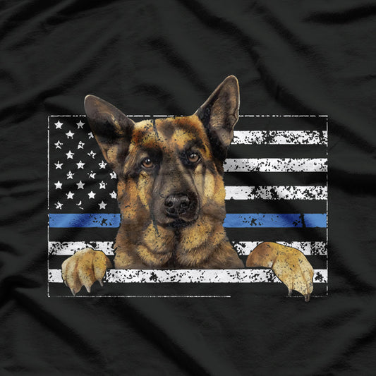 Support The Paws That Enforce The Laws Blue Line K9 Police T-Shirt