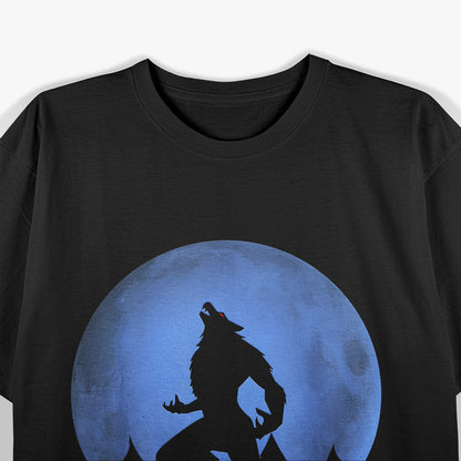 Werewolf and Blue Moon Wolf Under the Full Moon T-Shirt