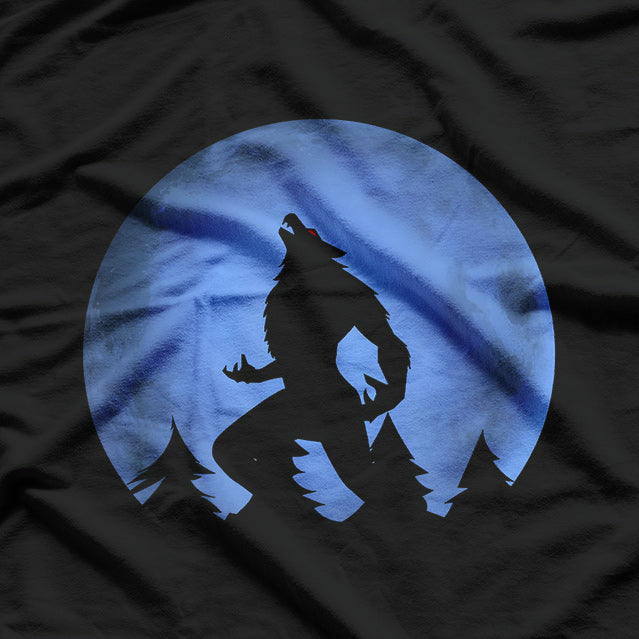 Werewolf and Blue Moon Wolf Under the Full Moon T-Shirt