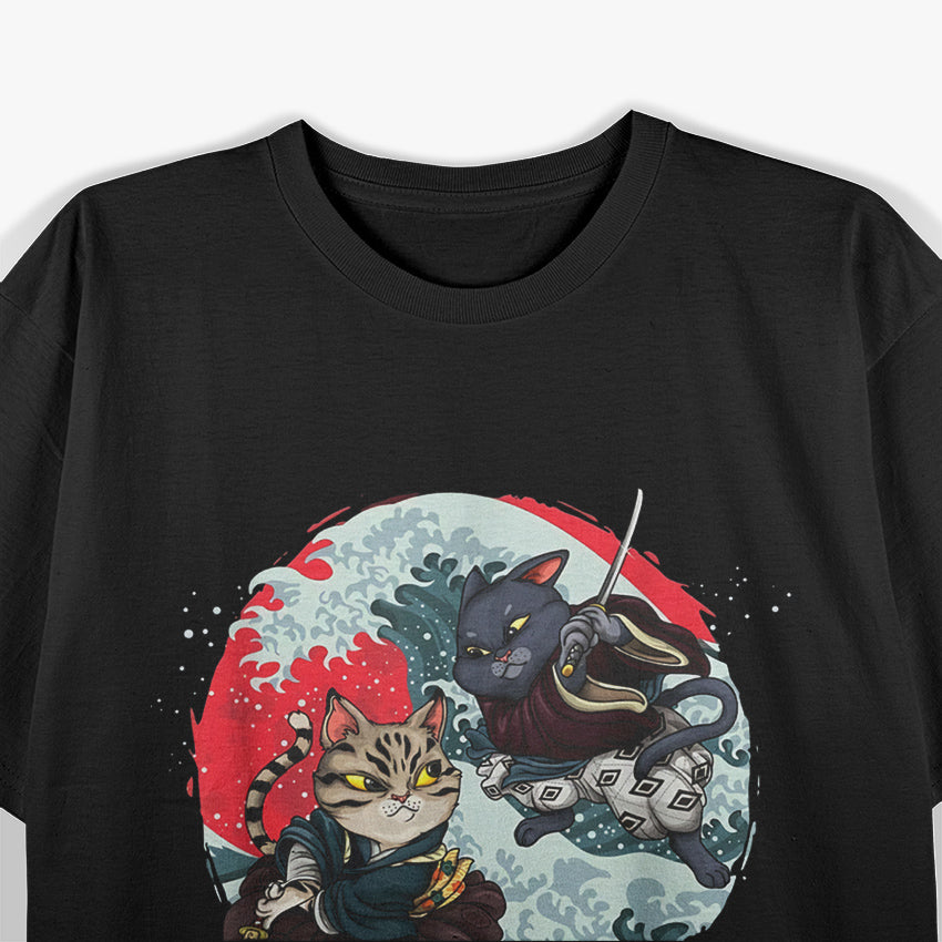 Cats Samurai Ninja Fighting T-Shirt