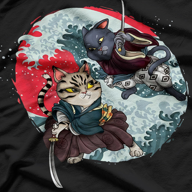 Cats Samurai Ninja Fighting T-Shirt