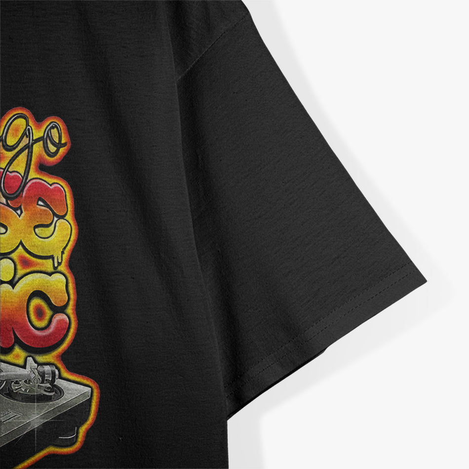 Chicago House Music Turntable – Hot Graffiti-Inspired T-Shirt