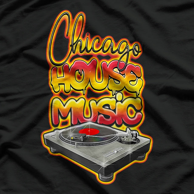 Chicago House Music Turntable – Hot Graffiti-Inspired T-Shirt