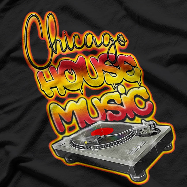 Chicago House Music Turntable – Hot Graffiti-Inspired T-Shirt