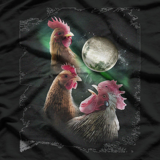 3 Chicken Moon, Wolf Chickens, Wolves Howling T-Shirt