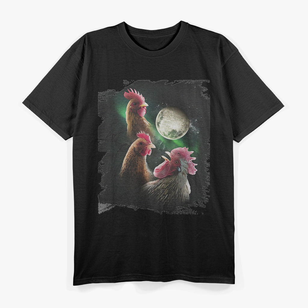 3 Chicken Moon, Wolf Chickens, Wolves Howling T-Shirt