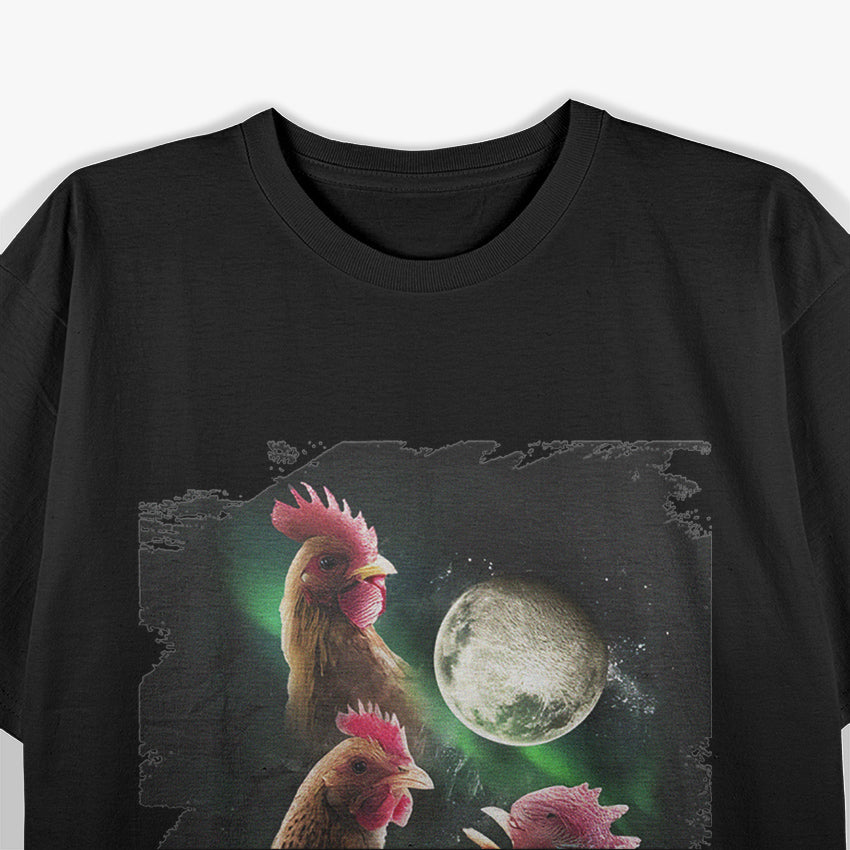 3 Chicken Moon, Wolf Chickens, Wolves Howling T-Shirt