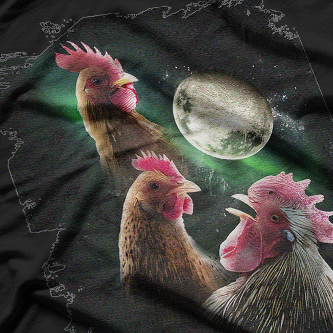 3 Chicken Moon, Wolf Chickens, Wolves Howling T-Shirt