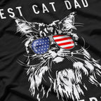 Cat Dad Ever Cool American Flag Sunglasses USA T-Shirt