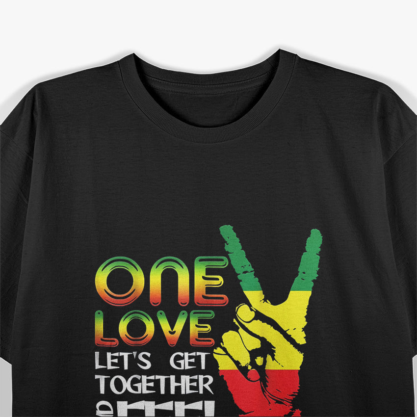 Jamaica One Love Reggae Caribbean Music Pride Flag T-Shirt