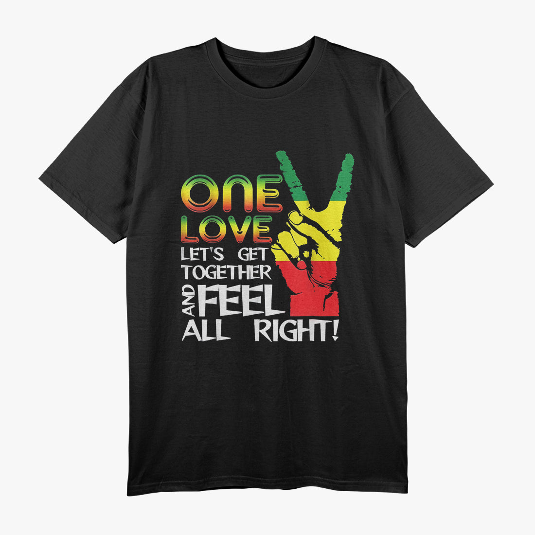 Jamaica One Love Reggae Caribbean Music Pride Flag T-Shirt