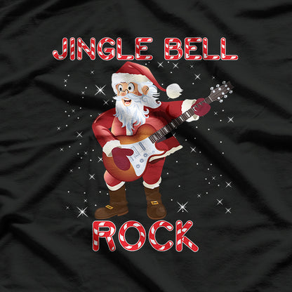 Jingle Bell Rock Merry Christmas Santa Electric Guitar Xmas T-Shirt