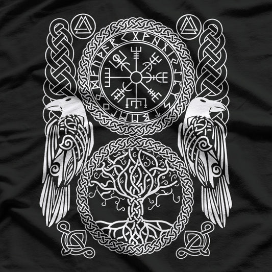 Vegvisir Viking Compass: Odin’s Ravens and the Norse World T-Shirt