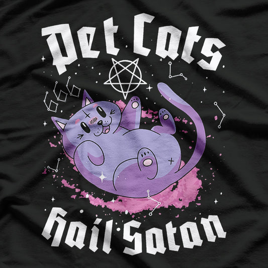 Pet Cats Hail Satan Occult Satanic Cat Demonic Pentagram T-Shirt