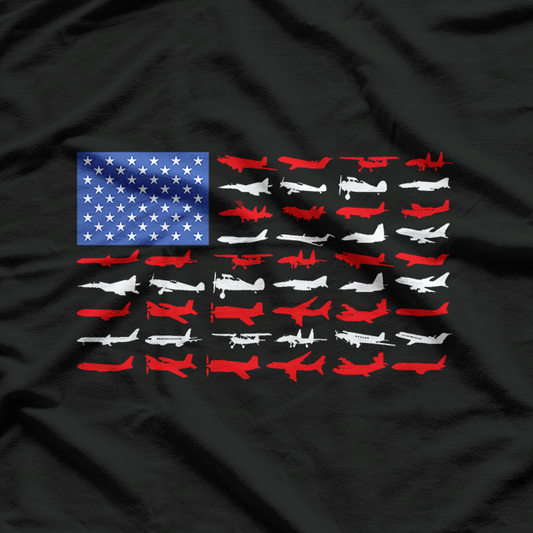 Pilot Airplane American Flag Plane Aviation T-Shirt
