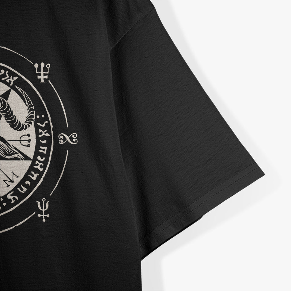 Sigil Baphomet Pentagram Occult Satanic Goat Head and Lucifer Symbol T-Shirt