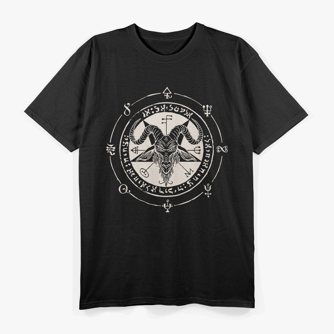 Sigil Baphomet Pentagram Occult Satanic Goat Head and Lucifer Symbol T-Shirt