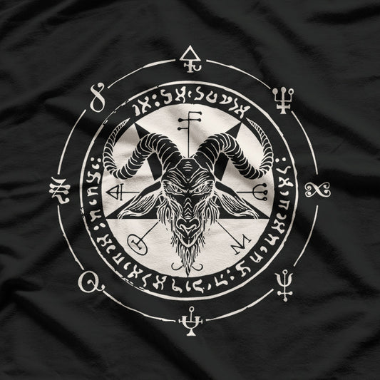 Sigil Baphomet Pentagram Occult Satanic Goat Head and Lucifer Symbol T-Shirt
