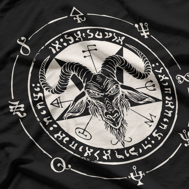 Sigil Baphomet Pentagram Occult Satanic Goat Head and Lucifer Symbol T-Shirt
