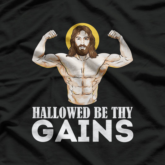 Jesus Bodybuilding, Funny Jesus Weight Lifting T-Shirt