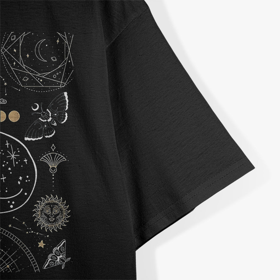 Cat Luna Moth Moon Phases and Dark Academia Aesthetic T-Shirt