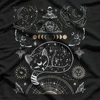 Cat Luna Moth Moon Phases and Dark Academia Aesthetic T-Shirt