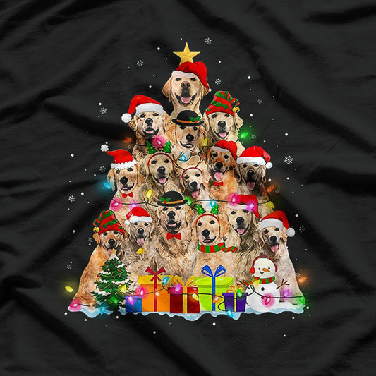 Golden Retriever Christmas Tree Santa T-Shirt