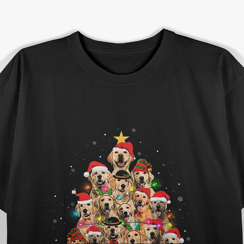 Golden Retriever Christmas Tree Santa T-Shirt