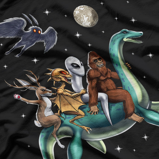 Cryptid Legends - Bigfoot, Jackalope, Mothman, and Loch Ness Monster T-Shirt