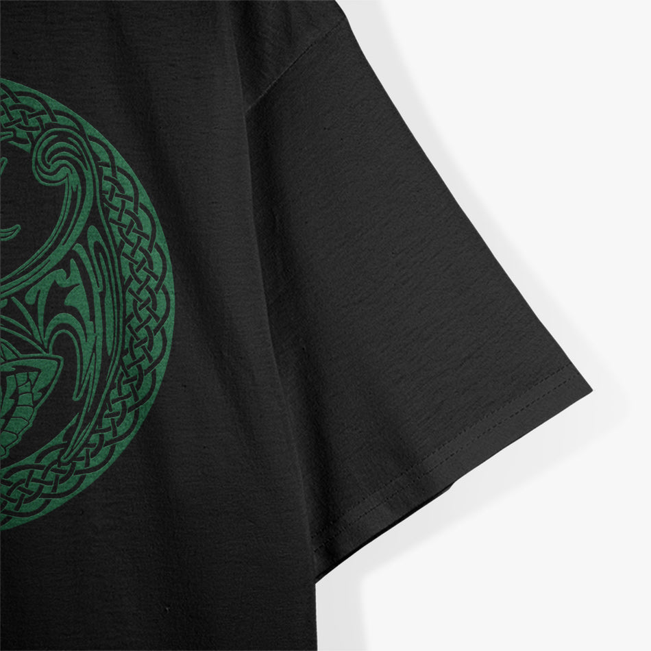 Dark Green Celtic Dragon Retro Mythical T-Shirt