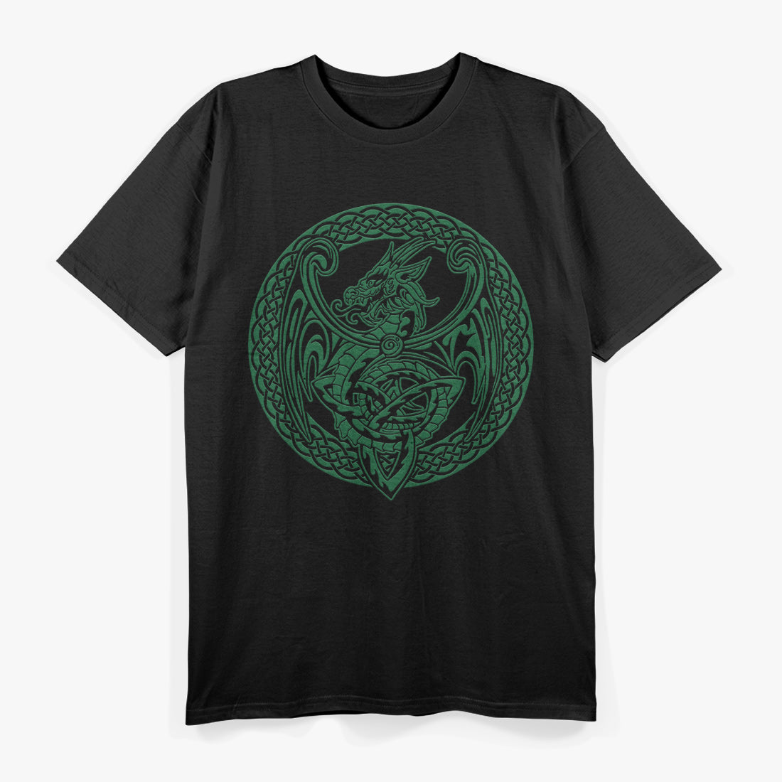 Dark Green Celtic Dragon Retro Mythical T-Shirt