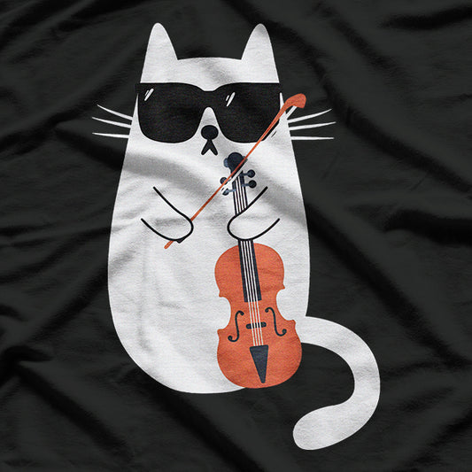 Funny Cat Wearing Sunglasses Playing Violin T-Shirt