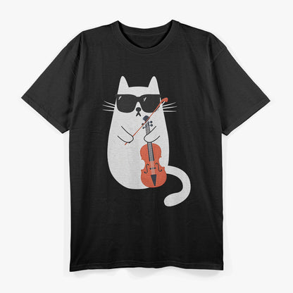 Funny Cat Wearing Sunglasses Playing Violin T-Shirt