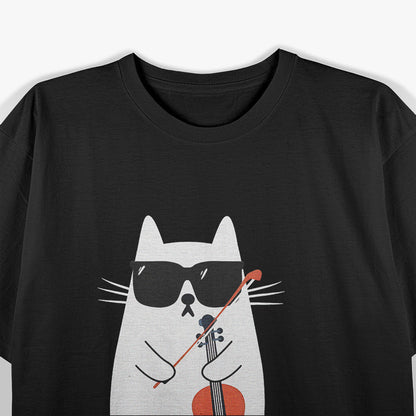 Funny Cat Wearing Sunglasses Playing Violin T-Shirt