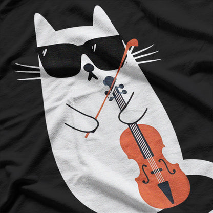 Funny Cat Wearing Sunglasses Playing Violin T-Shirt