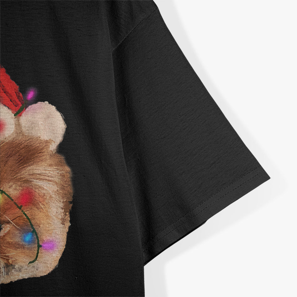 Xmas Persian Cat Christmas Lights Adorable Face Fluffy T-Shirt