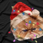 Xmas Persian Cat Christmas Lights Adorable Face Fluffy T-Shirt