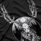 Horned Elk Skull Lord of the Woods Forest Spirit Wendigo T-Shirt