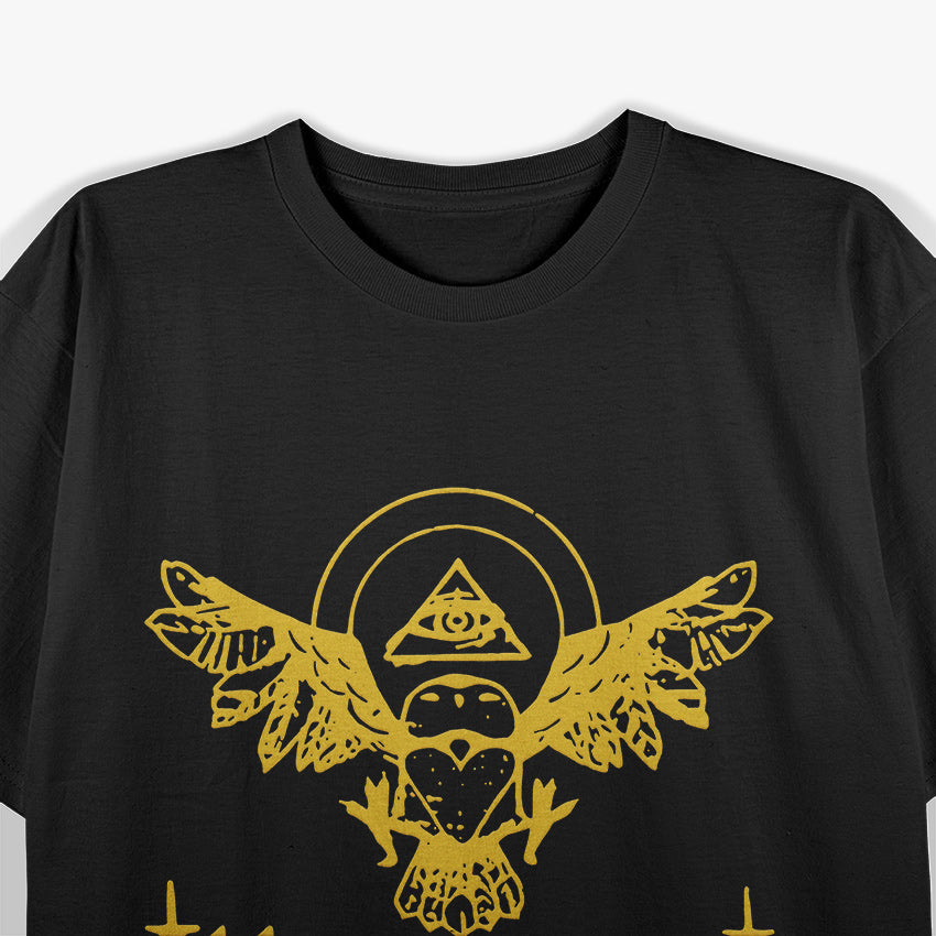 Owl Pyramid The All-Seeing Eye of Wisdom and Mystery T-Shirt