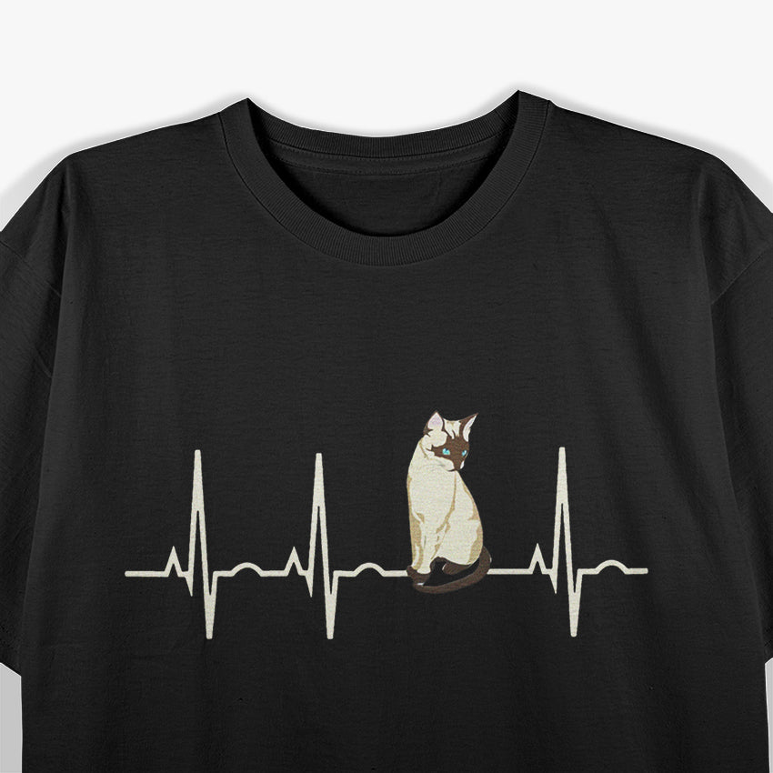 Siamese Cat Heartbeat EKG Cat & Kitten Lovers T-Shirt