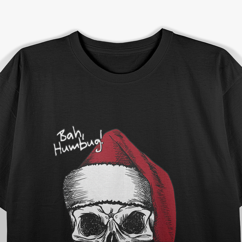 Bah Humbug Skull Christmas Funny Santa Holiday T-Shirt