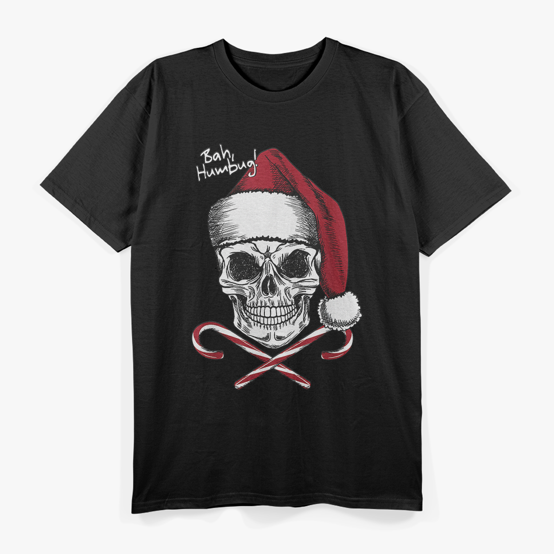 Bah Humbug Skull Christmas Funny Santa Holiday T-Shirt