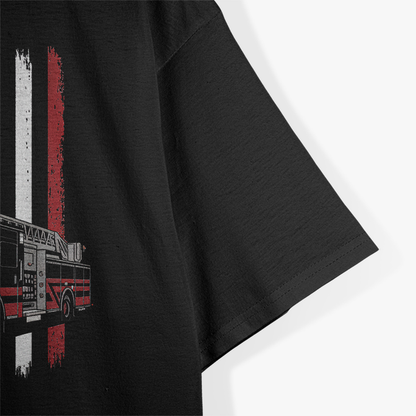 USA Fire Truck American Flag Retro T-Shirt