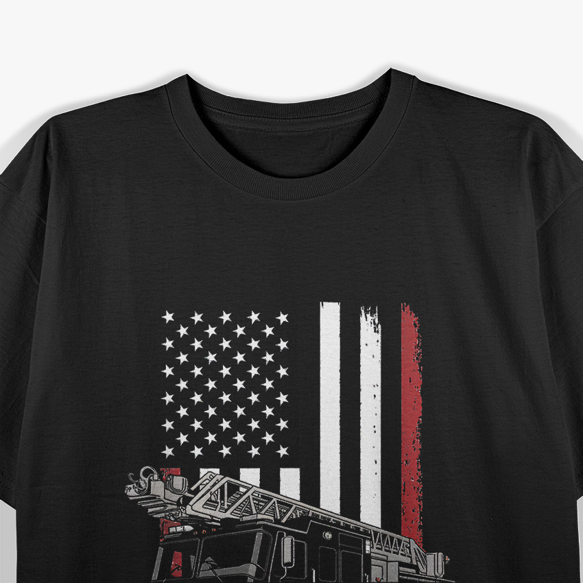 USA Fire Truck American Flag Retro T-Shirt